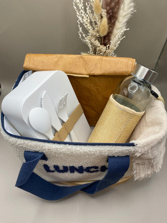 Kit Nomade Zéro Déchet complet avec gourde, lunch box et accessoires écologiques