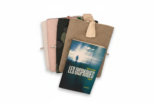 Housse de Livre Grand format Tissu Upcyclé Artisanale - 21x26cm Fait Main