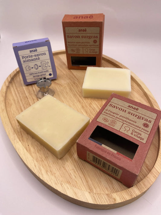 Kit_Duo_Savons_Surgras_Bio_avec_Porte-Savon_Aimant_Inox - Mon EcoKit