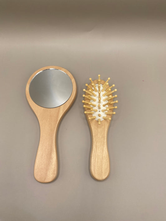 Brosse et miroir de poche en bambou élégants durables sans plastique voyage