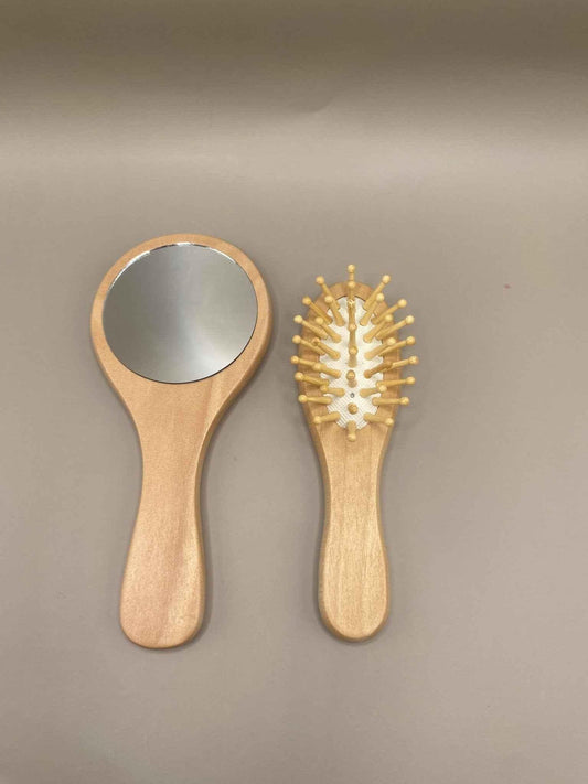 Set Mini Brosse & Miroir Bambou – Kit Beauté Nomade Écologique