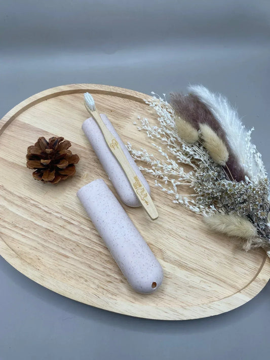 Étui de voyage pour brosse à dents en paille de blé écologique
