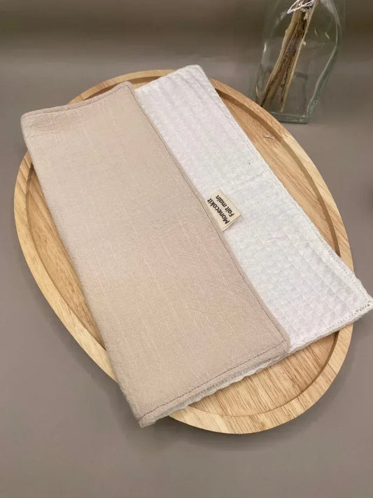 serviette de table fait main en lin et nid abeille