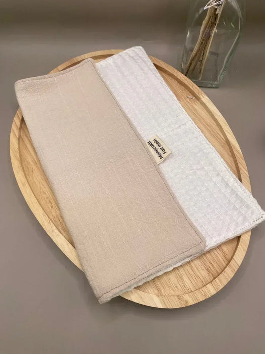 serviette_de_table_en_lin_et_nid_abeille_fait_main - Mon EcoKit