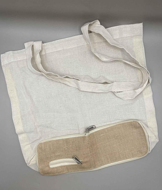 tote-bag-pliable-coton-jute-pochette-zippee-anses - Mon EcoKit