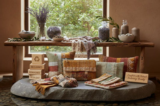 Textile upcyclé créations artisanales faites main France seconde vie tissus, Mon EcoKit