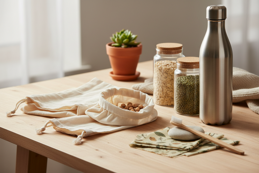 Guide zéro déchet pour débutant alternatives durables lingettes lavables kit zéro déchet artisanal fait main, Mon EcoKit