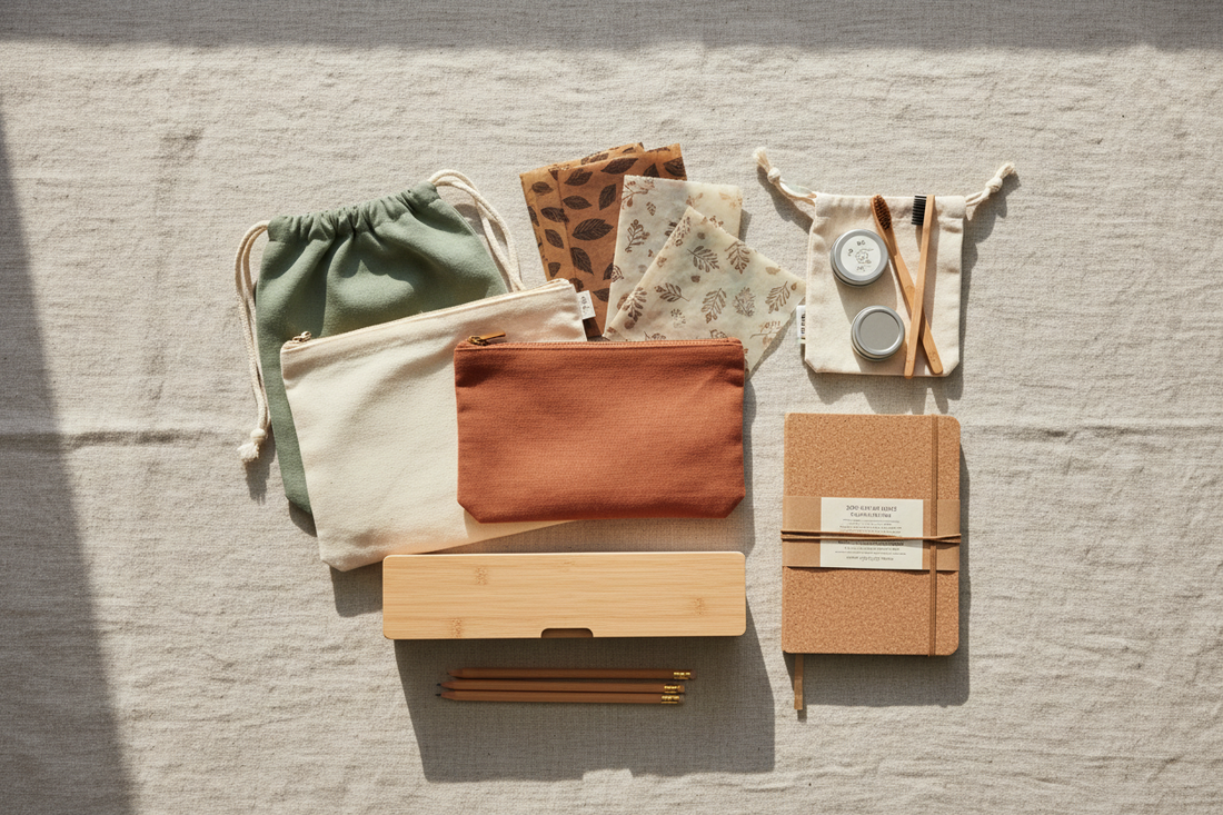 Rentrée écolo essentiels artisanaux housse livre kit sac main repas nomade masque chaud froid zéro déchet, Mon EcoKit