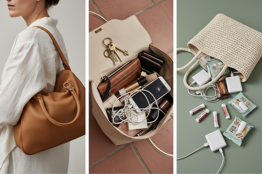 Sac à main zéro déchet organisé avec lingettes lavables pochette zippée chouchou artisanal fait main, Mon EcoKit