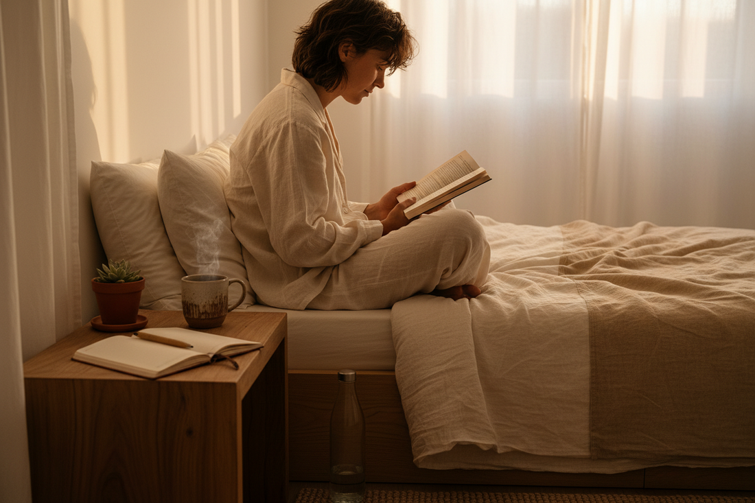 Routine du soir pour déconnecter lingette lavable masque chauffant coussin colza housse livre artisanal fait main, Mon EcoKit