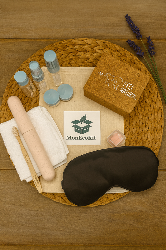 ✈️ Le compagnon idéal de tes escapades : ce kit de voyage réunit l’essentiel pour une hygiène responsable et pratique, dans un format parfaitement adapté au bagage cabine ou sac à dos.