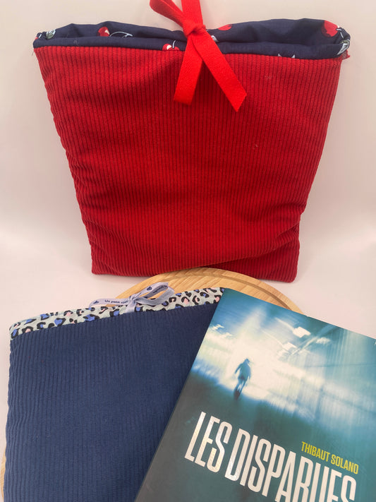 Housse de Livre Grand Format Édition Limitée Tissu Upcyclé - 21x26cm Fait Main