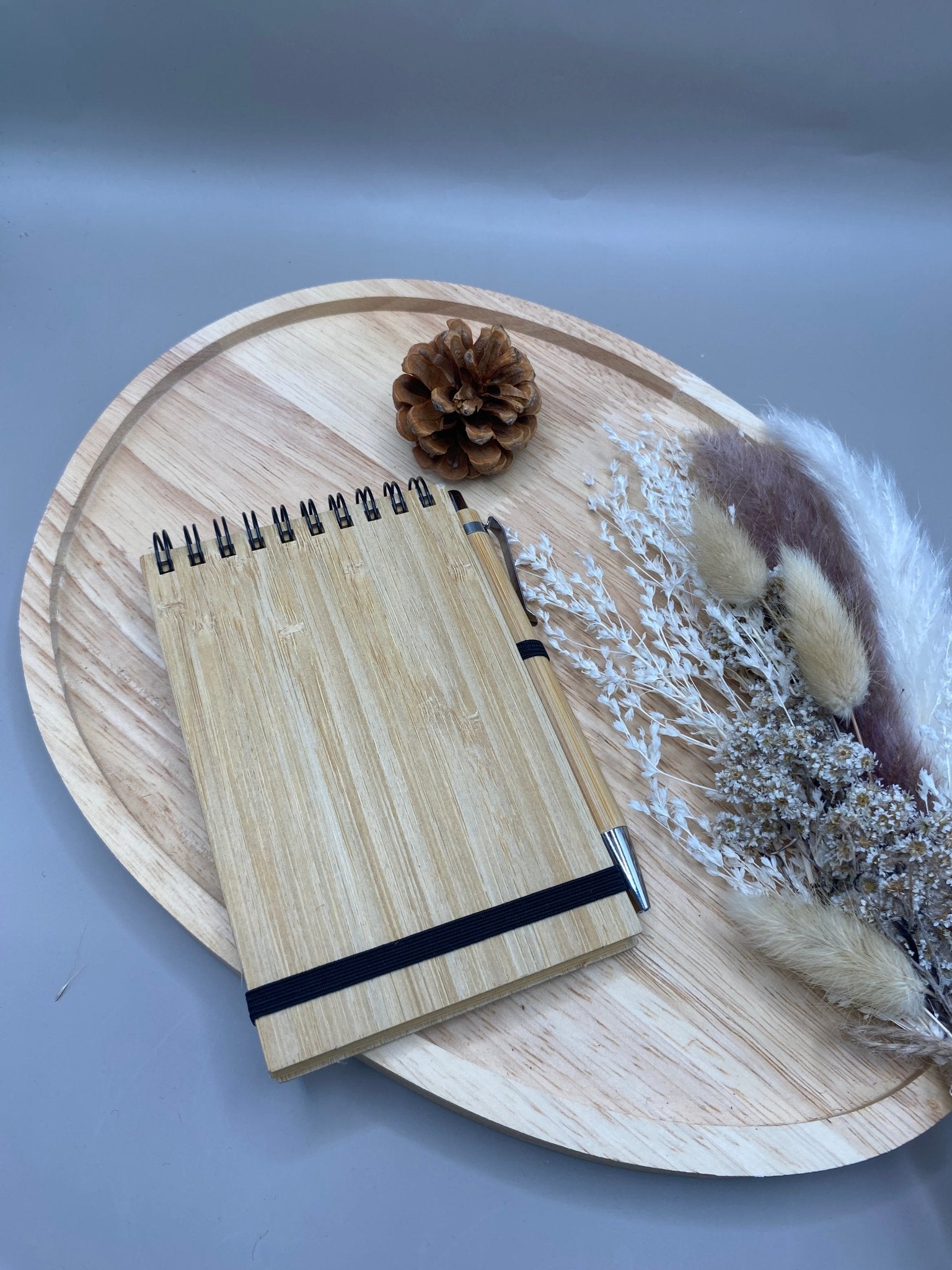 Bloc-notes et stylo bambou set écriture compact écologique zéro plastique
