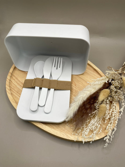 Boîte à lunch 1L compostable en PLA sans BPA avec couverts zéro déchet
