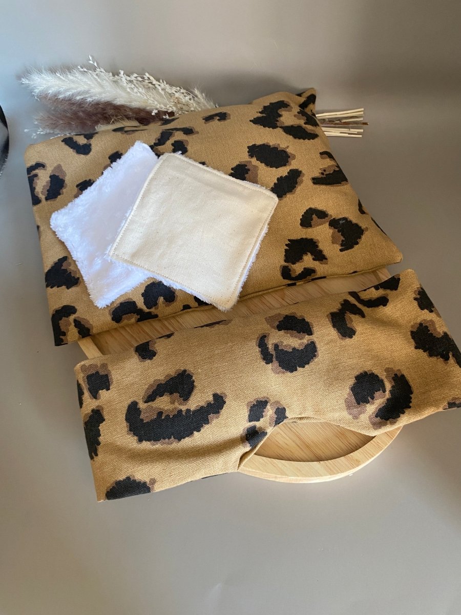 coffret comprenant masque et coussin chauffant colza et lingettes fait main
