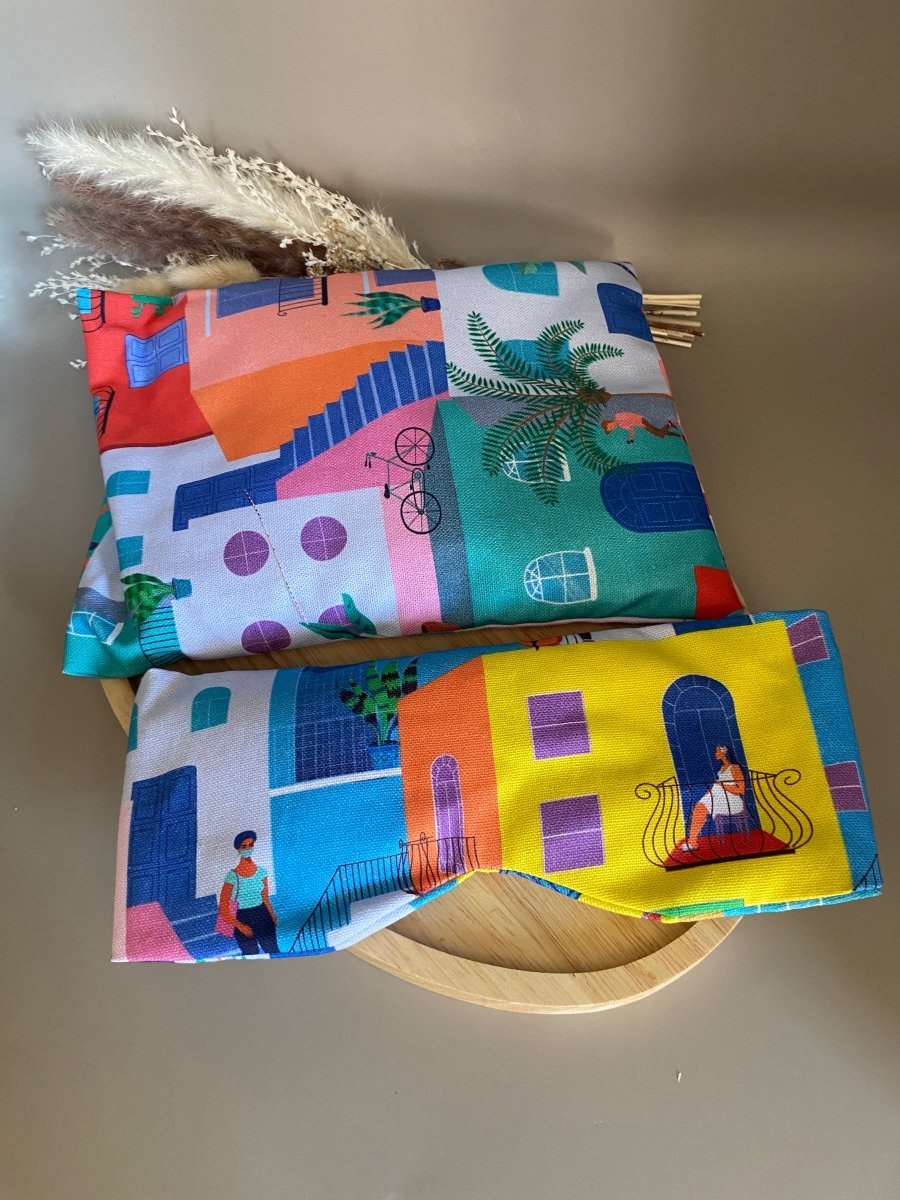 duo masque et coussin chauffant colza fait main alma