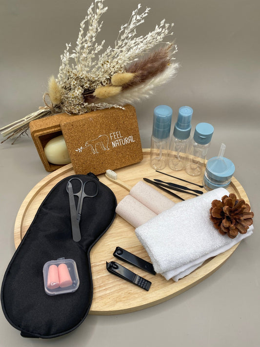 Kit voyage zéro déchet complet avec accessoires écologiques pour voyageur
