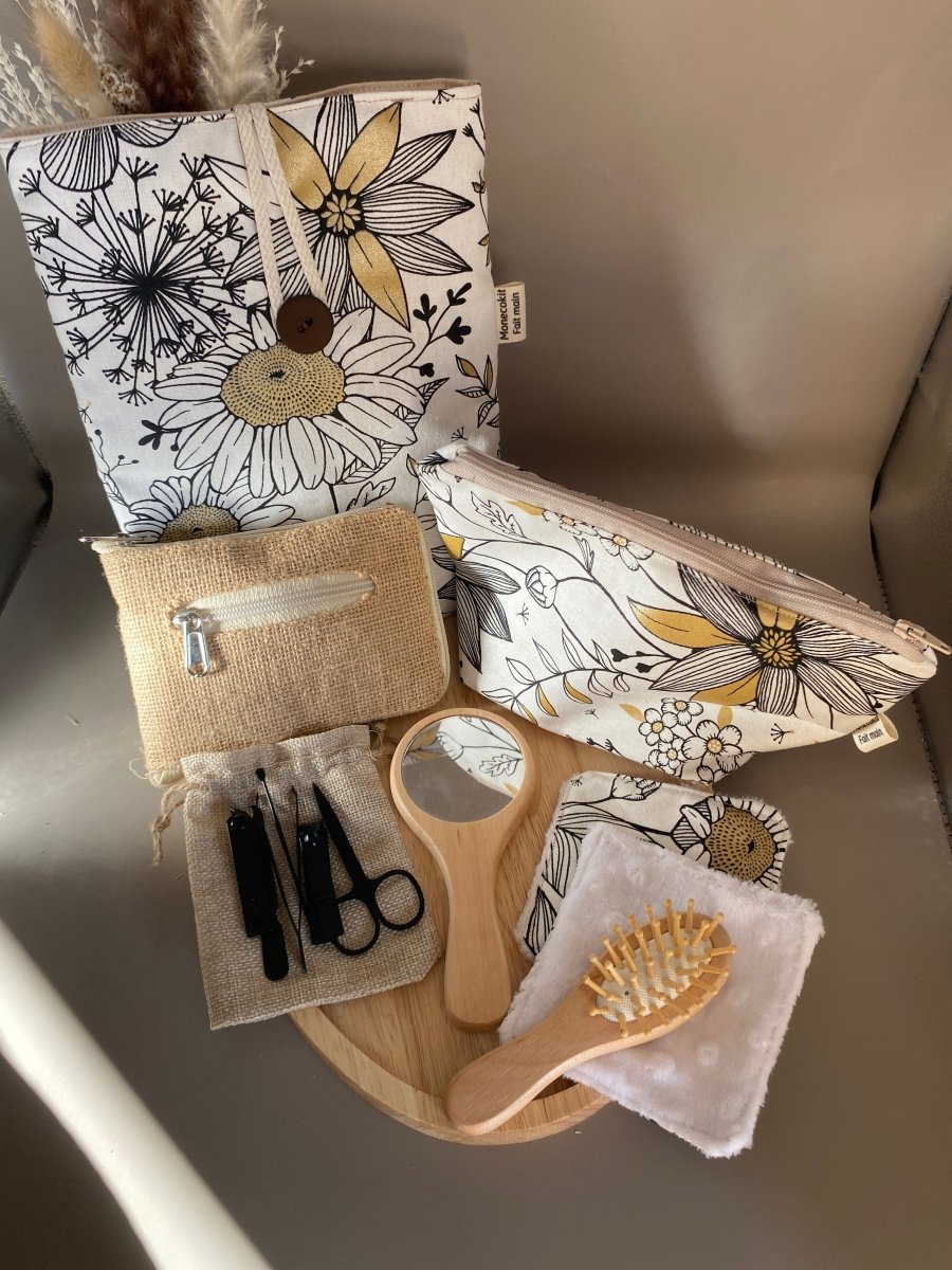 kit sac a ain fait main avec tote bag, housse livre pochette