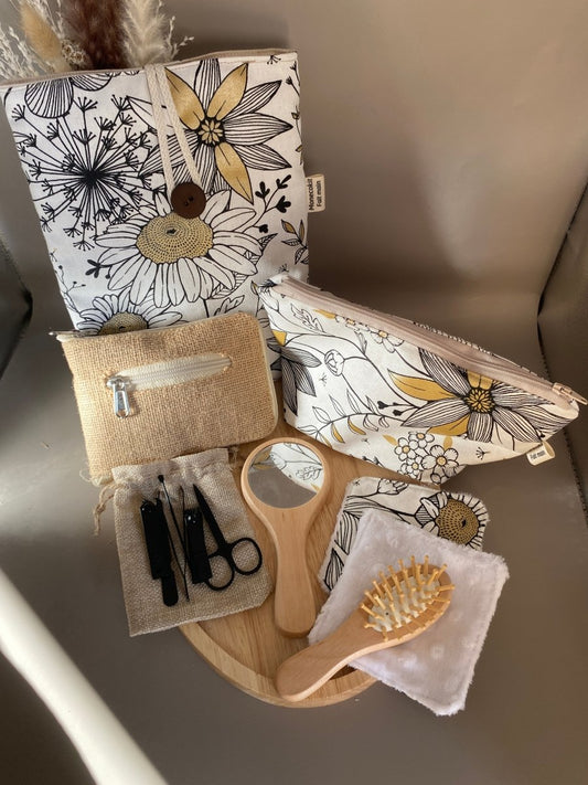 kit sac a ain fait main avec tote bag, housse livre pochette