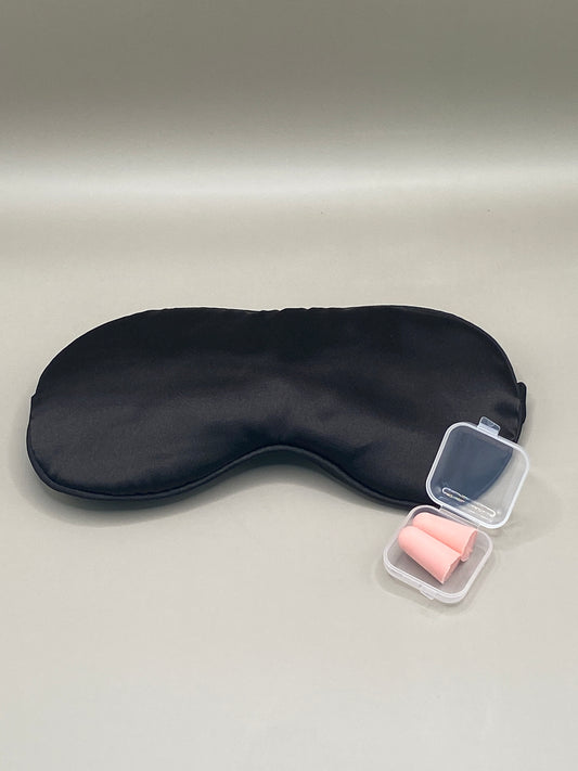 Masque de nuit en soie avec bouchons d'oreilles et pochon de rangement
